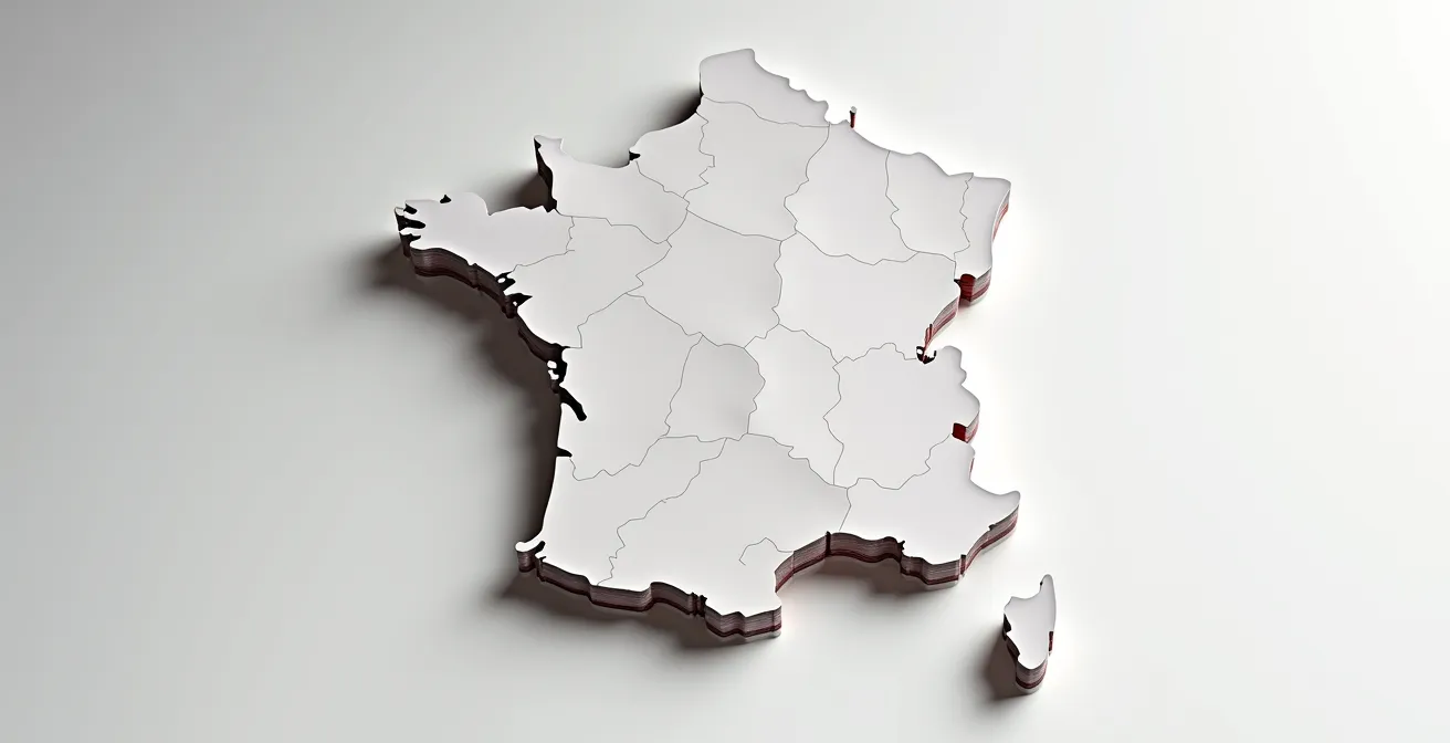 Carte de France stylisée montrant les disparités régionales de traitement CARSAT