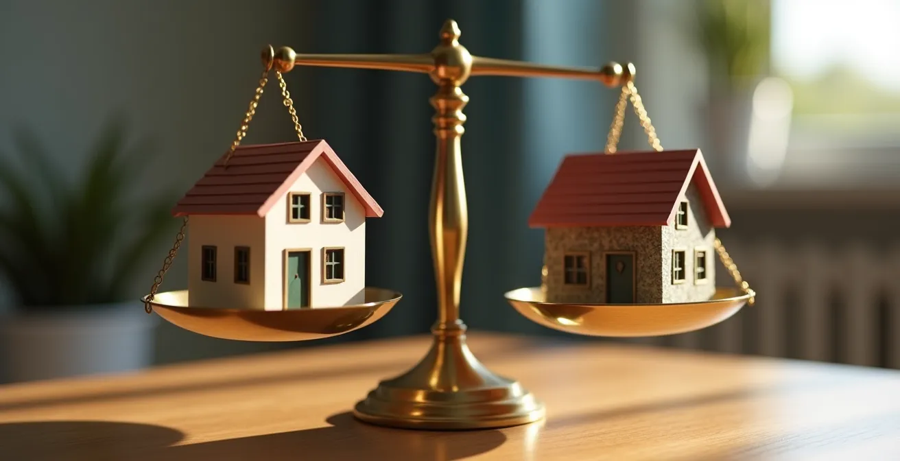 Balance symbolique comparant les différents modes d'emploi pour l'aide à domicile