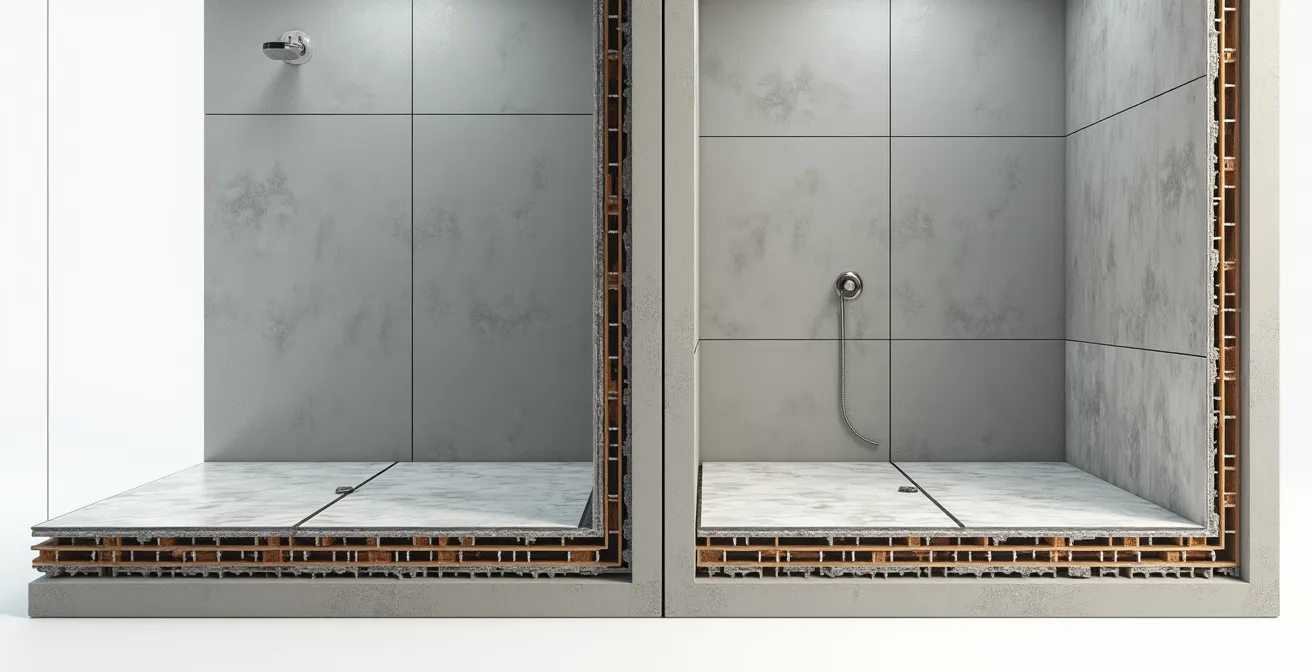 Comparaison technique entre douche italienne encastrée et receveur extra-plat