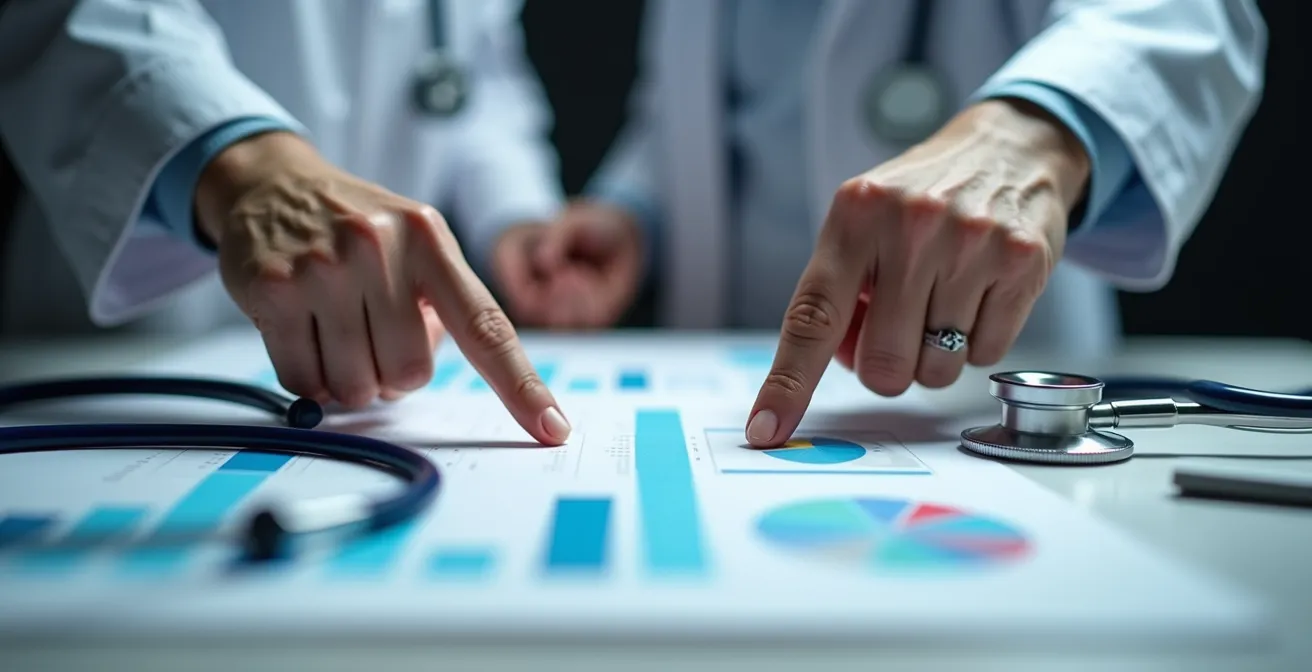Médecin et patient senior analysant ensemble des résultats médicaux