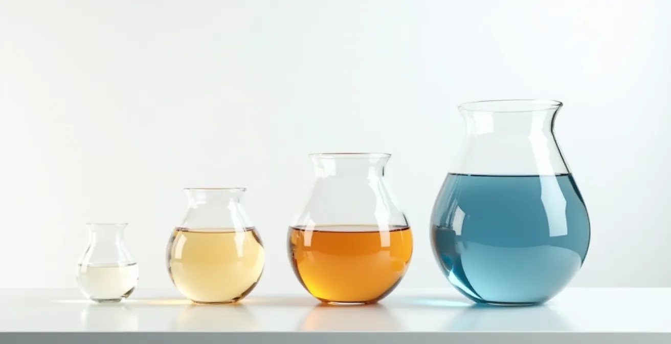 Trois récipients en verre transparent de tailles différentes alignés sur une étagère minimaliste représentant métaphoriquement la stratégie des seaux pour la gestion de l'épargne retraite